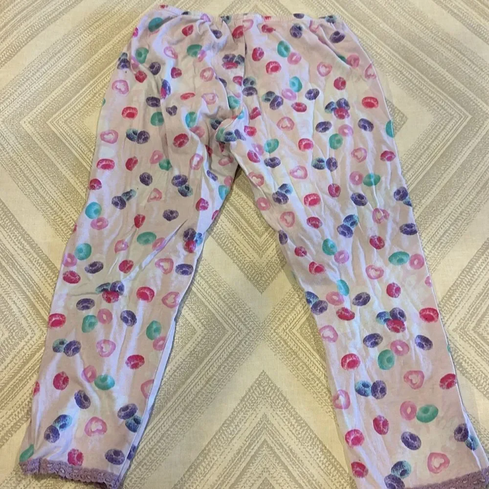 Esme Girls Lavender with Lace Trim Fruit Loop Tank & Pants Pajama Set - Size 12